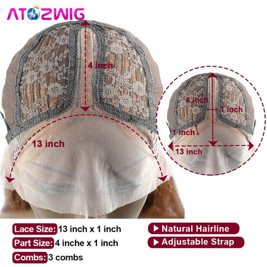 Highlight Lace Front Wigs for Black Women Mix Brown Blonde Synthetic Hair Highlights Wig Long Body Wave Wigs with Baby Hair