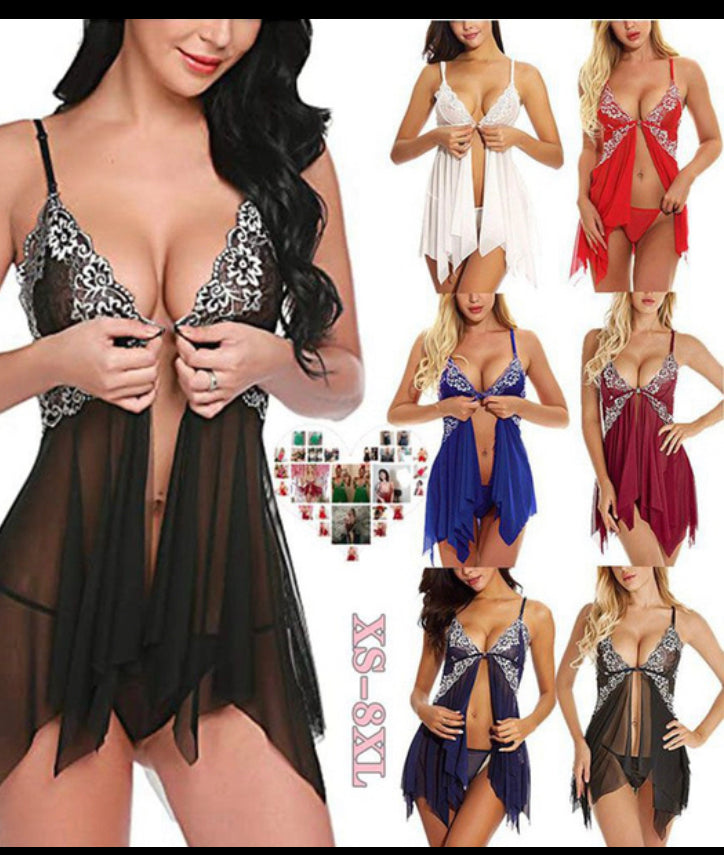 LW Sexy See-through Blue Babydolls
