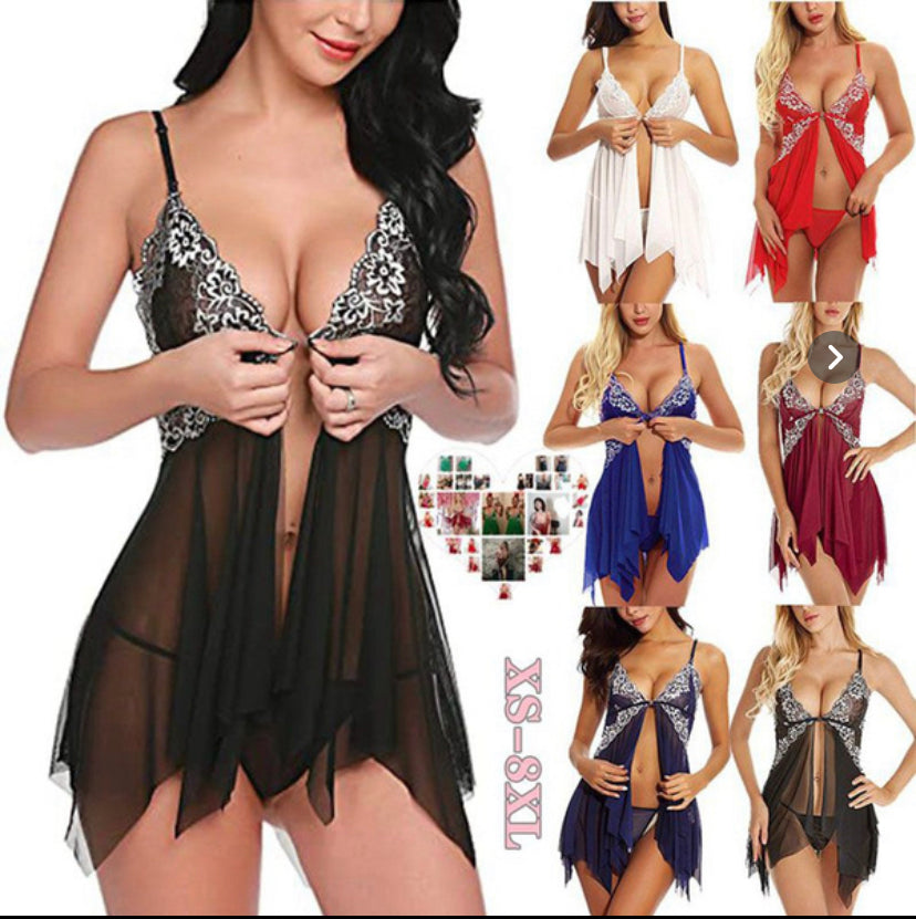 LW Sexy See-through Blue Babydolls